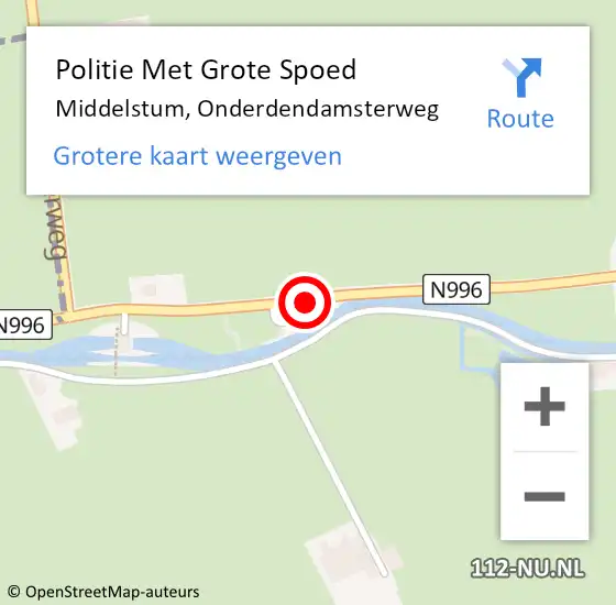 Locatie op kaart van de 112 melding: Politie Met Grote Spoed Naar Middelstum, Onderdendamsterweg op 31 juli 2024 08:12