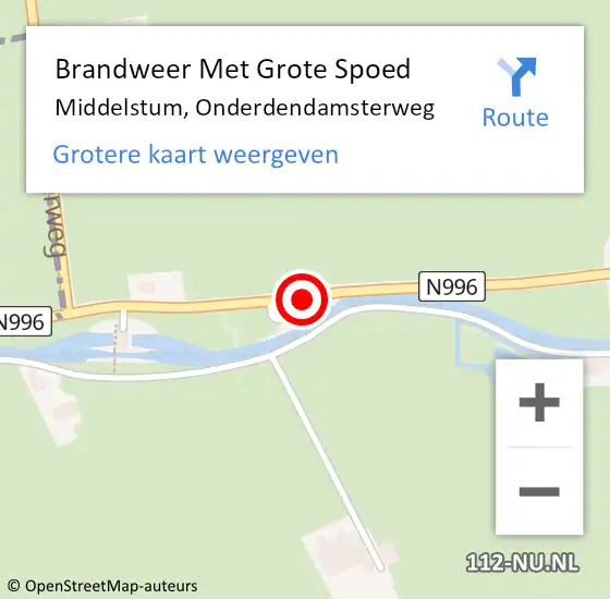 Locatie op kaart van de 112 melding: Brandweer Met Grote Spoed Naar Middelstum, Onderdendamsterweg op 31 juli 2024 08:13