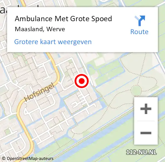 Locatie op kaart van de 112 melding: Ambulance Met Grote Spoed Naar Maasland, Werve op 31 juli 2024 08:18