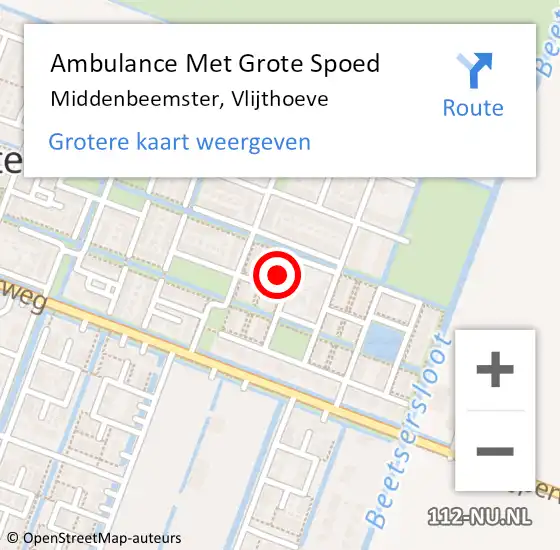 Locatie op kaart van de 112 melding: Ambulance Met Grote Spoed Naar Middenbeemster, Vlijthoeve op 31 juli 2024 08:27