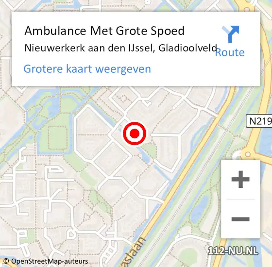 Locatie op kaart van de 112 melding: Ambulance Met Grote Spoed Naar Nieuwerkerk aan den IJssel, Gladioolveld op 31 juli 2024 08:29