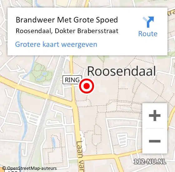 Locatie op kaart van de 112 melding: Brandweer Met Grote Spoed Naar Roosendaal, Dokter Brabersstraat op 31 juli 2024 08:30