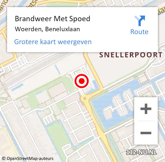 Locatie op kaart van de 112 melding: Brandweer Met Spoed Naar Woerden, Beneluxlaan op 31 juli 2024 08:36