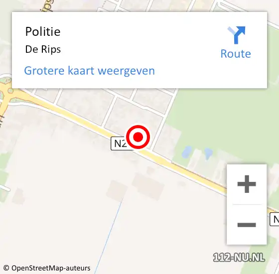 Locatie op kaart van de 112 melding: Politie De Rips op 31 juli 2024 08:44