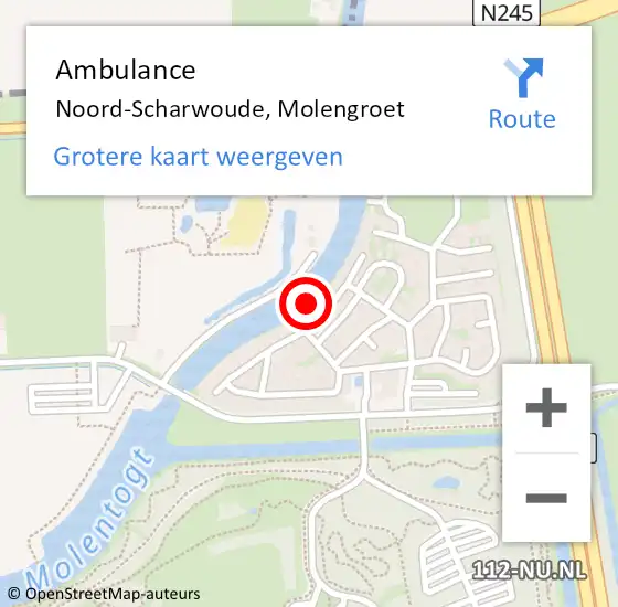 Locatie op kaart van de 112 melding: Ambulance Noord-Scharwoude, Molengroet op 31 juli 2024 09:24