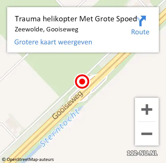 Locatie op kaart van de 112 melding: Trauma helikopter Met Grote Spoed Naar Zeewolde, Gooiseweg op 31 juli 2024 09:25