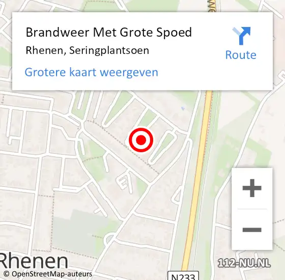 Locatie op kaart van de 112 melding: Brandweer Met Grote Spoed Naar Rhenen, Seringplantsoen op 31 juli 2024 09:46