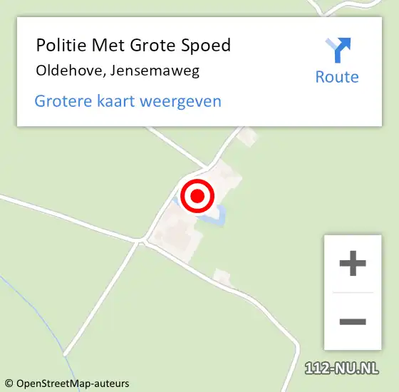 Locatie op kaart van de 112 melding: Politie Met Grote Spoed Naar Oldehove, Jensemaweg op 31 juli 2024 09:58