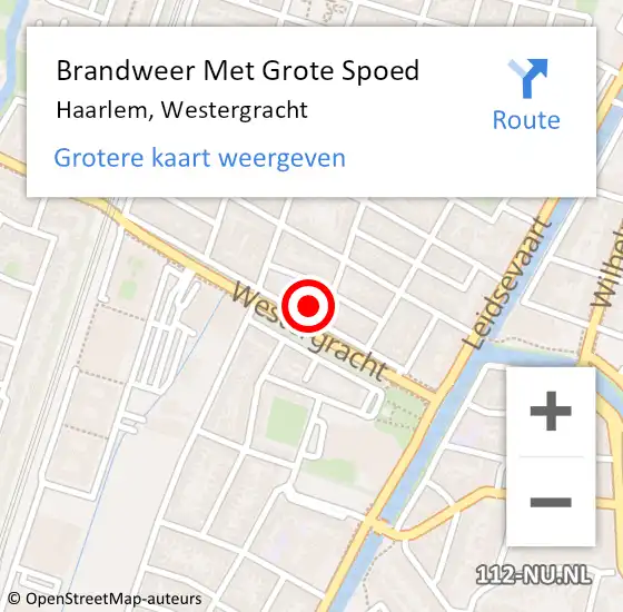 Locatie op kaart van de 112 melding: Brandweer Met Grote Spoed Naar Haarlem, Westergracht op 31 juli 2024 10:07