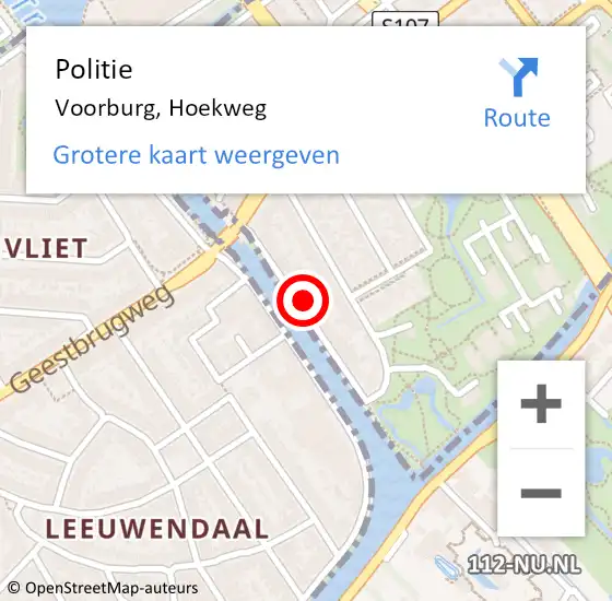 Locatie op kaart van de 112 melding: Politie Voorburg, Hoekweg op 31 juli 2024 10:17