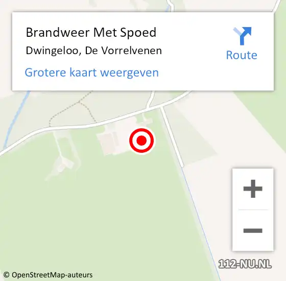 Locatie op kaart van de 112 melding: Brandweer Met Spoed Naar Dwingeloo, De Vorrelvenen op 31 juli 2024 10:18