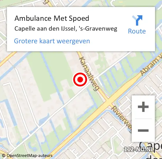 Locatie op kaart van de 112 melding: Ambulance Met Spoed Naar Capelle aan den IJssel, 's-Gravenweg op 31 juli 2024 10:23