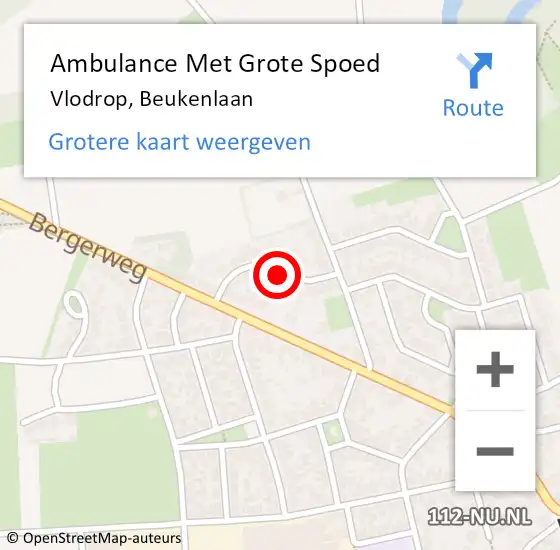 Locatie op kaart van de 112 melding: Ambulance Met Grote Spoed Naar Vlodrop, Beukenlaan op 31 juli 2024 10:24