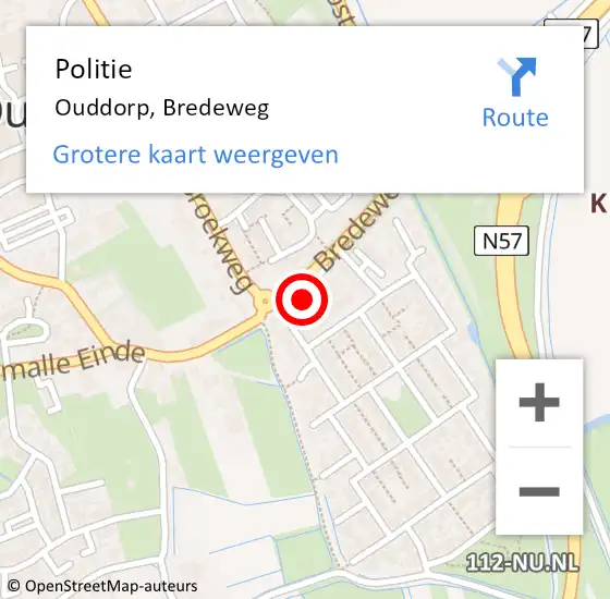 Locatie op kaart van de 112 melding: Politie Ouddorp, Bredeweg op 31 juli 2024 10:32