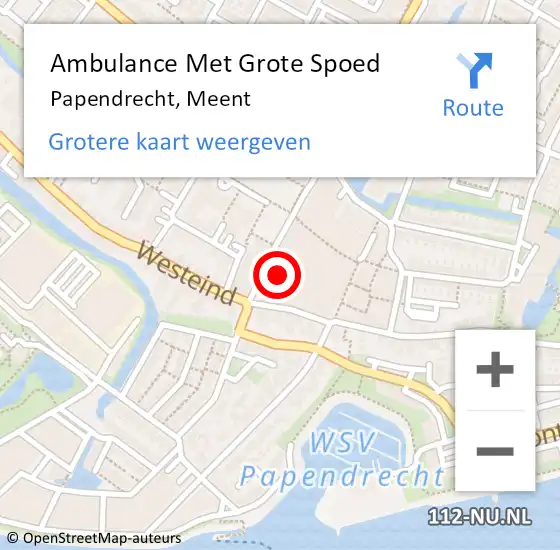 Locatie op kaart van de 112 melding: Ambulance Met Grote Spoed Naar Papendrecht, Meent op 31 juli 2024 10:41