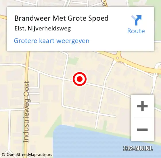 Locatie op kaart van de 112 melding: Brandweer Met Grote Spoed Naar Elst, Nijverheidsweg op 31 juli 2024 10:53