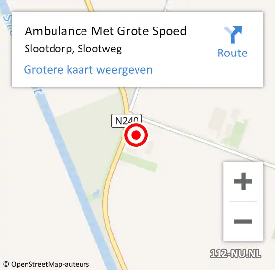 Locatie op kaart van de 112 melding: Ambulance Met Grote Spoed Naar Slootdorp, Slootweg op 31 juli 2024 10:56