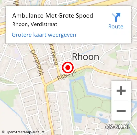 Locatie op kaart van de 112 melding: Ambulance Met Grote Spoed Naar Rhoon, Verdistraat op 31 juli 2024 11:07