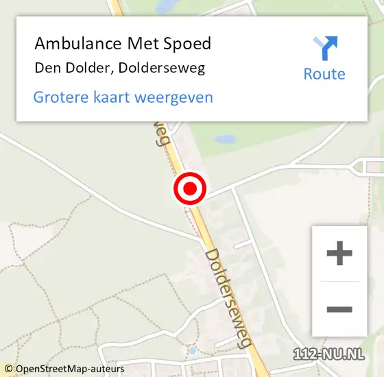 Locatie op kaart van de 112 melding: Ambulance Met Spoed Naar Den Dolder, Dolderseweg op 14 oktober 2014 21:26