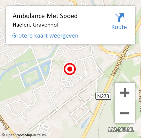Locatie op kaart van de 112 melding: Ambulance Met Spoed Naar Haelen, Gravenhof op 14 oktober 2014 21:27