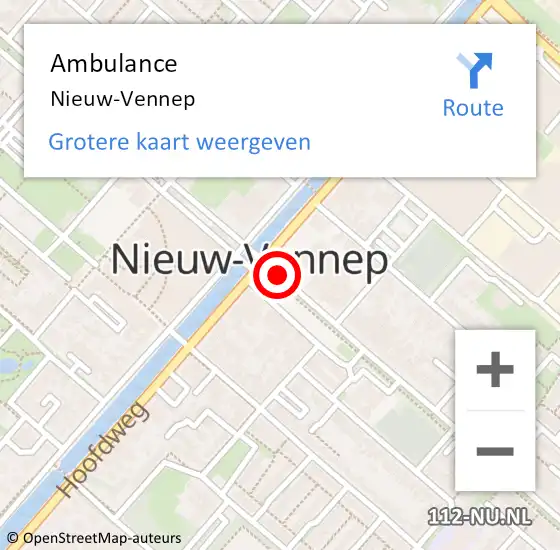 Locatie op kaart van de 112 melding: Ambulance Nieuw-Vennep op 31 juli 2024 11:39