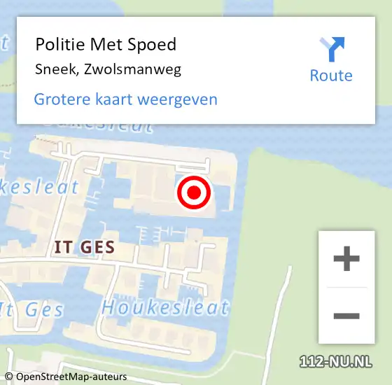 Locatie op kaart van de 112 melding: Politie Met Spoed Naar Sneek, Zwolsmanweg op 31 juli 2024 11:41