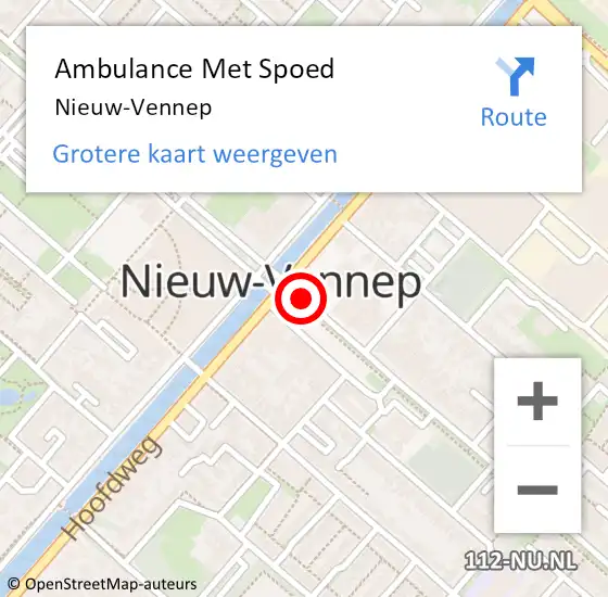 Locatie op kaart van de 112 melding: Ambulance Met Spoed Naar Nieuw-Vennep op 31 juli 2024 11:41