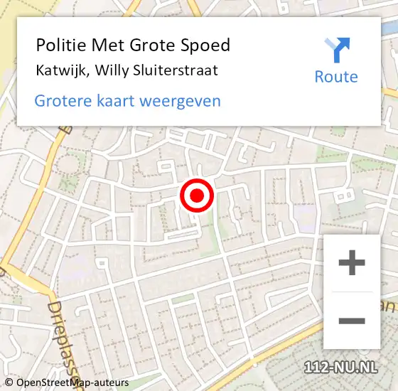 Locatie op kaart van de 112 melding: Politie Met Grote Spoed Naar Katwijk, Willy Sluiterstraat op 31 juli 2024 11:54