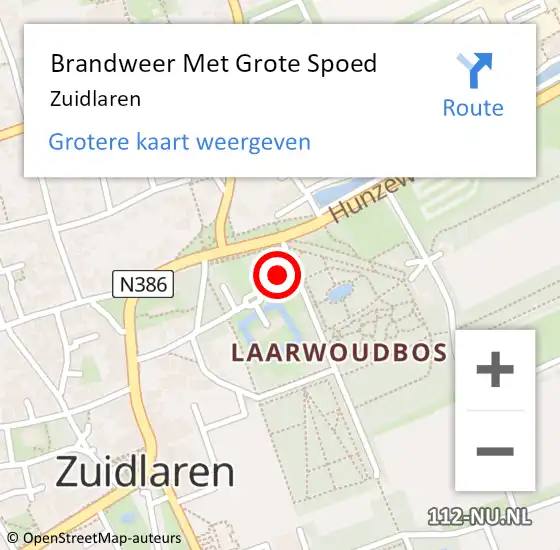 Locatie op kaart van de 112 melding: Brandweer Met Grote Spoed Naar Zuidlaren op 31 juli 2024 11:55