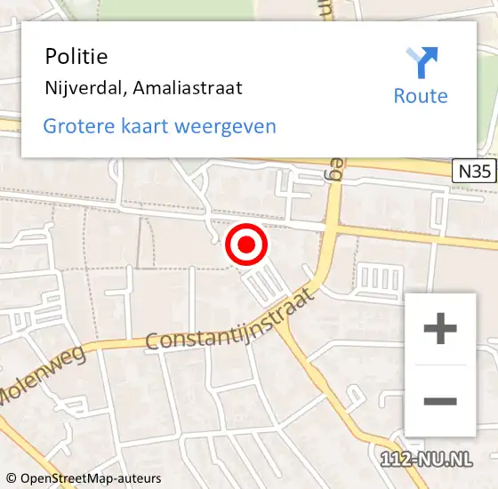 Locatie op kaart van de 112 melding: Politie Nijverdal, Amaliastraat op 31 juli 2024 11:59