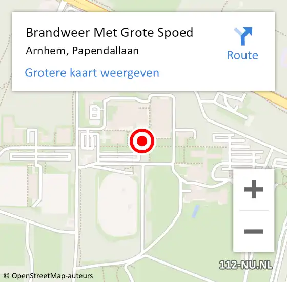 Locatie op kaart van de 112 melding: Brandweer Met Grote Spoed Naar Arnhem, Papendallaan op 31 juli 2024 12:09