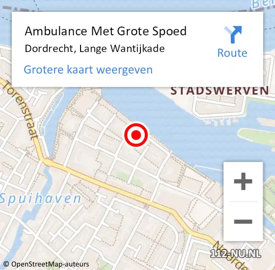 Locatie op kaart van de 112 melding: Ambulance Met Grote Spoed Naar Dordrecht, Lange Wantijkade op 31 juli 2024 12:12