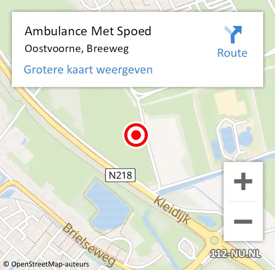 Locatie op kaart van de 112 melding: Ambulance Met Spoed Naar Oostvoorne, Breeweg op 31 juli 2024 12:19