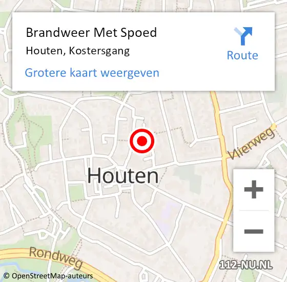 Locatie op kaart van de 112 melding: Brandweer Met Spoed Naar Houten, Kostersgang op 31 juli 2024 12:26