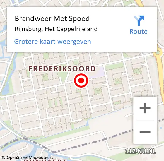 Locatie op kaart van de 112 melding: Brandweer Met Spoed Naar Rijnsburg, Het Cappelrijeland op 31 juli 2024 12:59