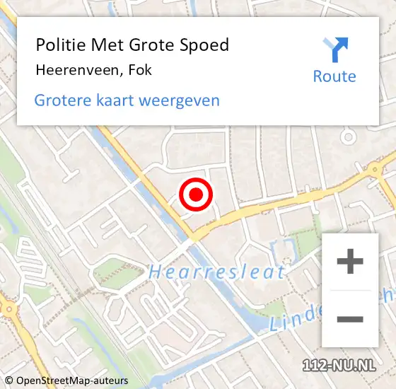 Locatie op kaart van de 112 melding: Politie Met Grote Spoed Naar Heerenveen, Fok op 31 juli 2024 13:32