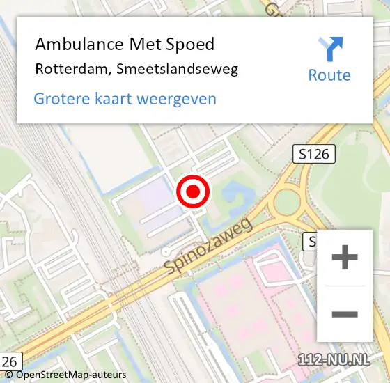 Locatie op kaart van de 112 melding: Ambulance Met Spoed Naar Rotterdam, Smeetslandseweg op 31 juli 2024 13:34