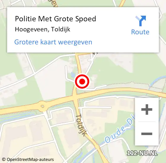 Locatie op kaart van de 112 melding: Politie Met Grote Spoed Naar Hoogeveen, Toldijk op 31 juli 2024 13:45