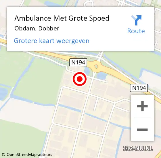 Locatie op kaart van de 112 melding: Ambulance Met Grote Spoed Naar Obdam, Dobber op 31 juli 2024 14:00