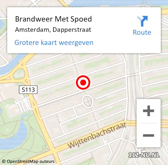 Locatie op kaart van de 112 melding: Brandweer Met Spoed Naar Amsterdam, Dapperstraat op 31 juli 2024 14:21