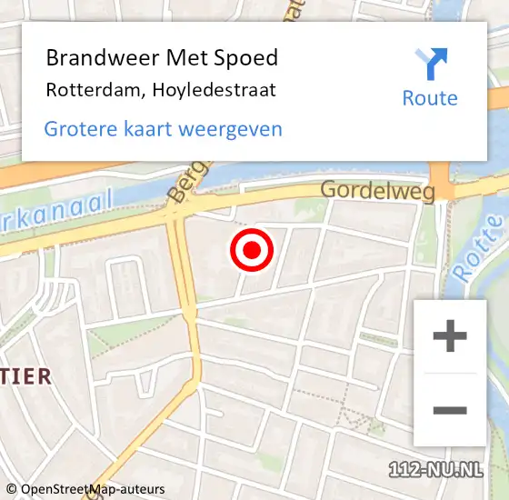 Locatie op kaart van de 112 melding: Brandweer Met Spoed Naar Rotterdam, Hoyledestraat op 31 juli 2024 14:29