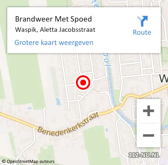 Locatie op kaart van de 112 melding: Brandweer Met Spoed Naar Waspik, Aletta Jacobsstraat op 31 juli 2024 14:41