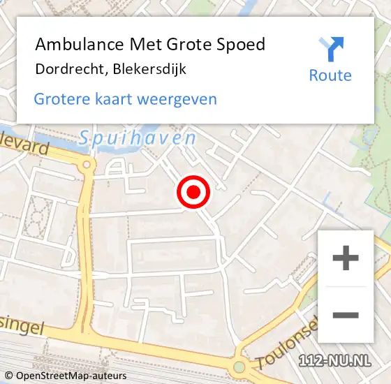 Locatie op kaart van de 112 melding: Ambulance Met Grote Spoed Naar Dordrecht, Blekersdijk op 31 juli 2024 14:46