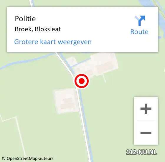 Locatie op kaart van de 112 melding: Politie Broek, Bloksleat op 31 juli 2024 15:08