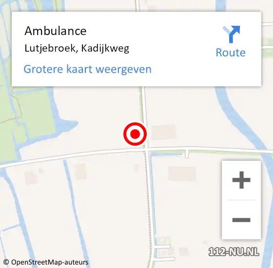 Locatie op kaart van de 112 melding: Ambulance Lutjebroek, Kadijkweg op 31 juli 2024 15:13