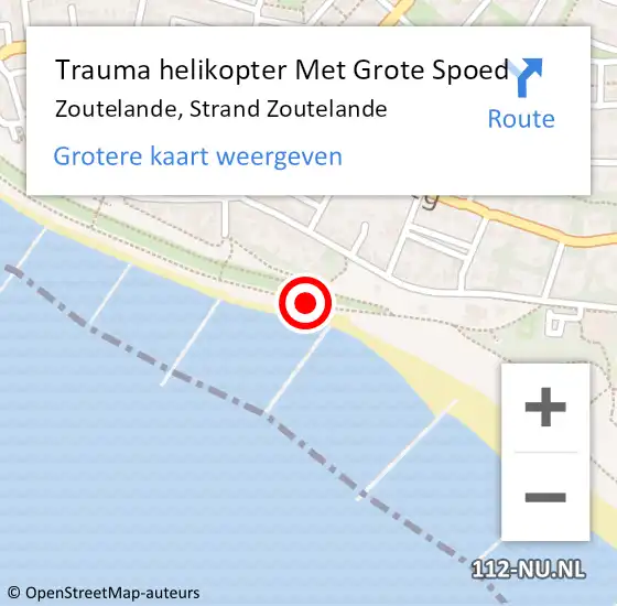 Locatie op kaart van de 112 melding: Trauma helikopter Met Grote Spoed Naar Zoutelande, Strand Zoutelande op 31 juli 2024 15:22