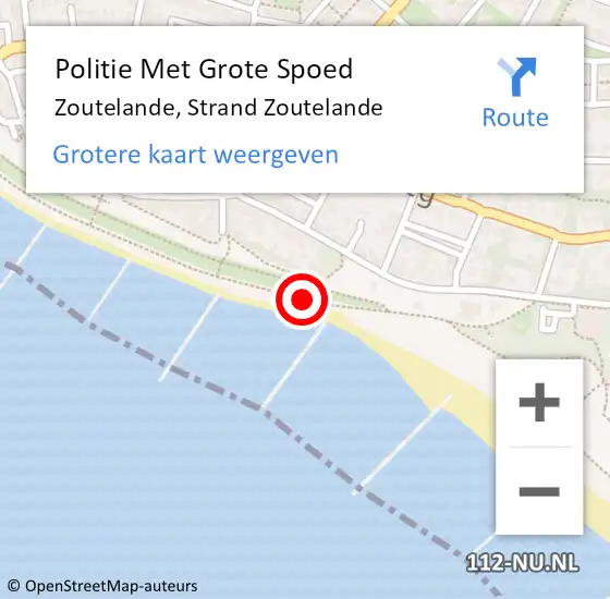 Locatie op kaart van de 112 melding: Politie Met Grote Spoed Naar Zoutelande, Strand Zoutelande op 31 juli 2024 15:26