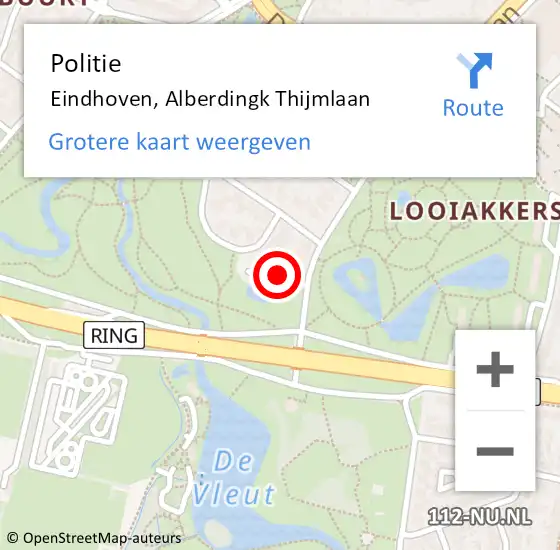 Locatie op kaart van de 112 melding: Politie Eindhoven, Alberdingk Thijmlaan op 31 juli 2024 15:31