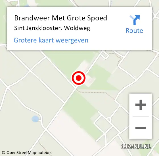 Locatie op kaart van de 112 melding: Brandweer Met Grote Spoed Naar Sint Jansklooster, Woldweg op 31 juli 2024 15:31