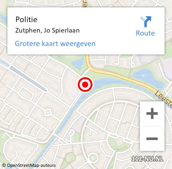 Locatie op kaart van de 112 melding: Politie Zutphen, Jo Spierlaan op 31 juli 2024 15:39